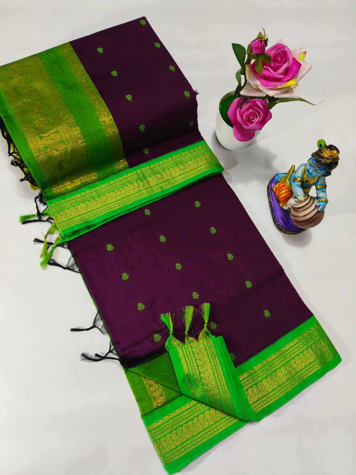 Kalyani Cotton With Temple Border