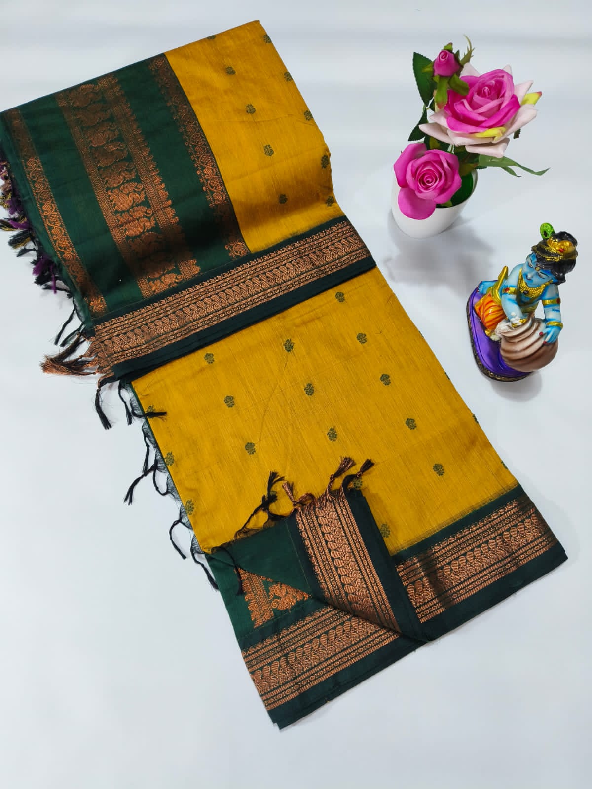 Kalyani Cotton With Temple Border