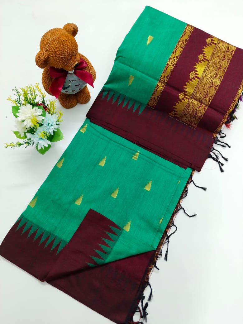 Kalyani Cotton With Temple Border