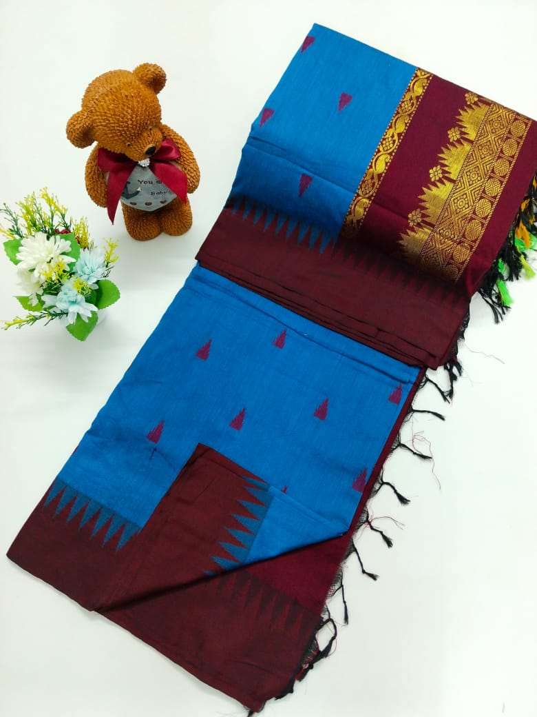 Kalyani Cotton With Temple Border
