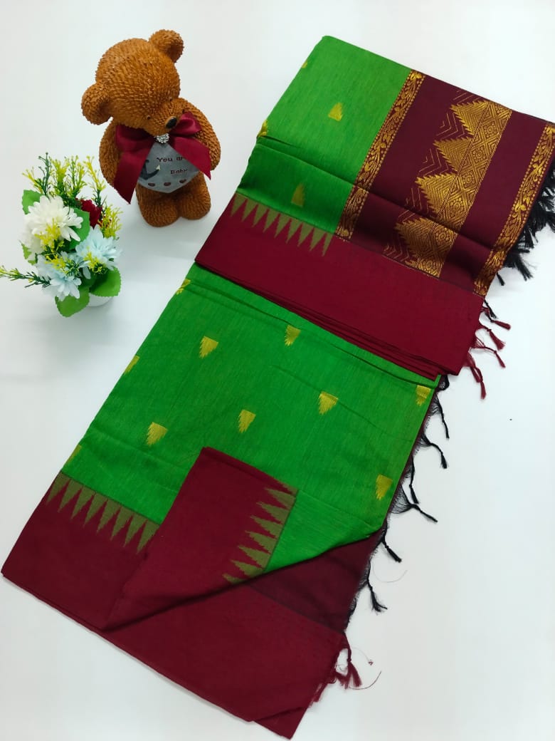 Kalyani Cotton With Temple Border