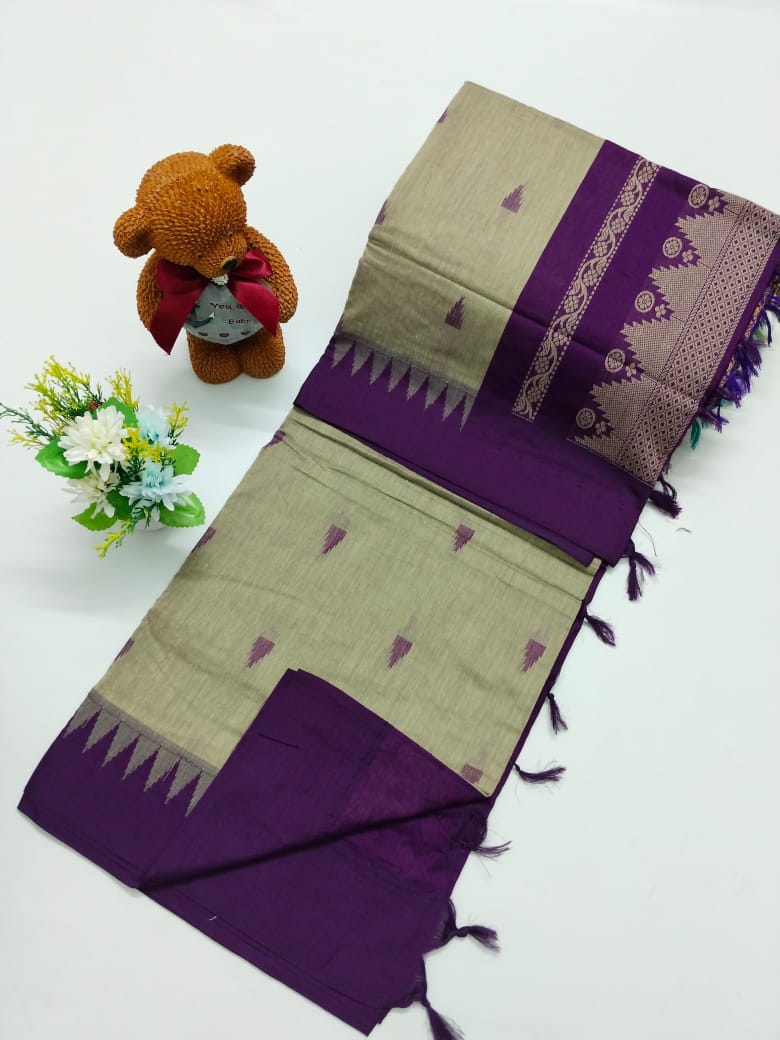 Kalyani Cotton With Temple Border